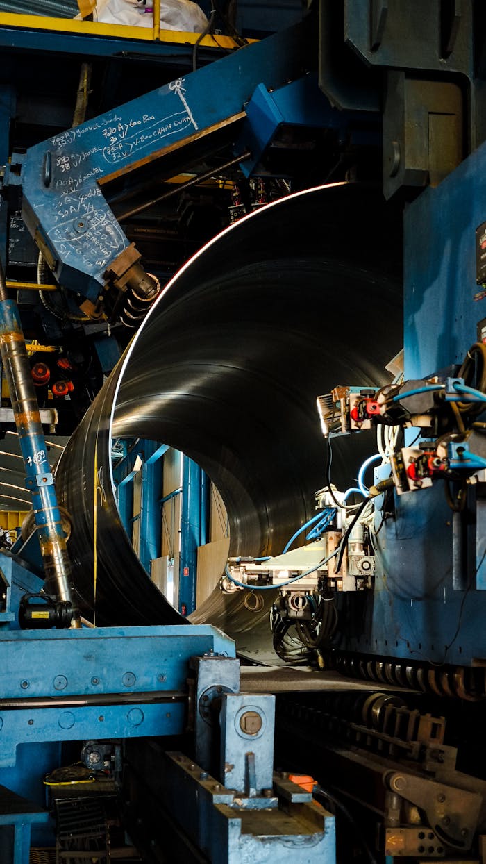 The Art of Drawing Readers In: Your attractive post title goes here Close-up of a large industrial machine at work in a metal fabrication setting.